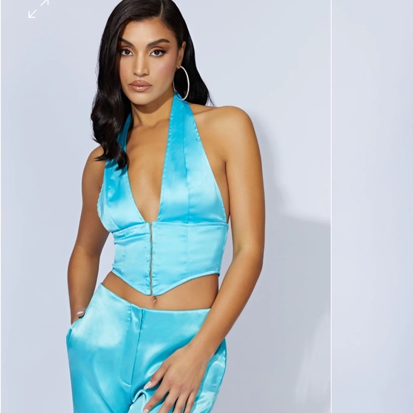 NWT Mallory Messi Satin Halter Backless Corset top XS - Picture 2 of 8